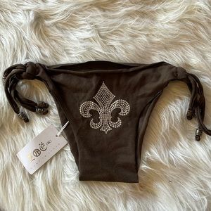 Zoe Italian designer rhinestone bikini bottom cheeky fit OS one size fits most